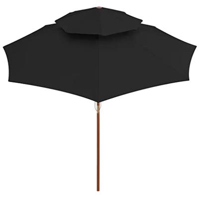 Parasol dubbeldekker met houten paal 270 cm zwart