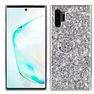 Plating glittery poeder schokbestendig TPU Case voor Galaxy Note 10 + (zilver)