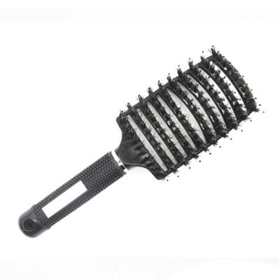 Haar hoofdhuid massage kam borstelharen nylon vrouwen krullend detangle haar borstel voor salon kappers styling tool (zwart)