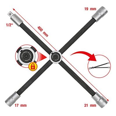KS Tools 518.1154 Wielkruissleutel met glijscharnier voor personenautos, 1/2 x17x19x21mm
