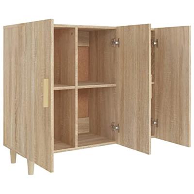 Dressoir 90x34x80 cm bewerkt hout sonoma eikenkleurig