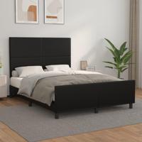 Bedframe met hoofdeind kunstleer zwart 140x190 cm - thumbnail