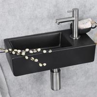 Differnz Hator fonteinset - 9x37.5x18.5cm - Rechthoek - 1 kraangat - Zwart 38.010.11 - thumbnail