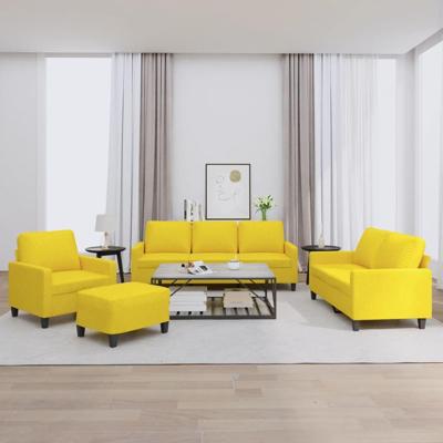4-delige Loungeset met kussens stof lichtgeel