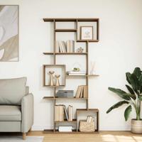 Boekenkast 92x29x188 cm bewerkt hout artisanaal eikenkleur - thumbnail