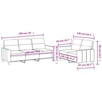 2-delige Loungeset met kussens stof crèmekleurig - thumbnail