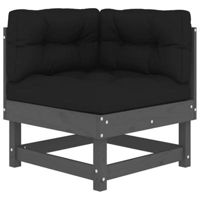 Hoekbanken 2 st met kussens massief grenenhout grijs