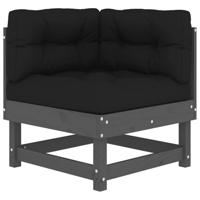 Hoekbanken 2 st met kussens massief grenenhout grijs - thumbnail