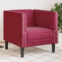 Fauteuil Chesterfield-stijl fluweel wijnrood - thumbnail