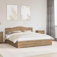 Bedframe met hoofdeinde Artisan Eiken 180 x 200 cm Bewerkt hout - thumbnail