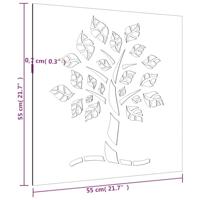 Wanddecoratie tuin boomontwerp 55x55 cm cortenstaal - thumbnail