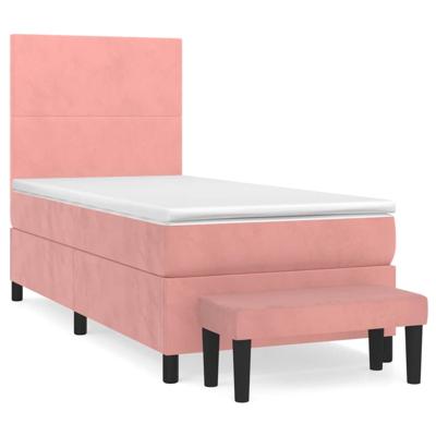 Boxspring met matras fluweel roze 100x200 cm