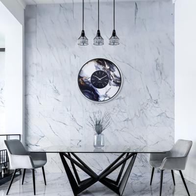 Grote wandklok 48 cm - geruisloos - aluminium - NeXtime 'Marble Duo' Grote wandklok 48 cm - geruisloos - aluminium - NeXtime 'Marble Duo'