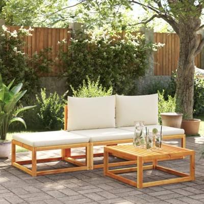 Tuinvoetenbank met kussen 65x65x29 massief acaciahout