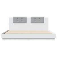 Bedframe met hoofdeinde bewerkt hout wit 200x200 cm - thumbnail