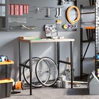 Werkbank rechthoekig 100x60x(73-99,5) cm massief eikenhout - thumbnail