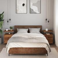 Nachtkastjes 2 st 44x45x60 cm bewerkt hout oud houtkleurig - thumbnail