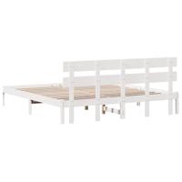 Bedframe met hoofdeinde Wit 200 x 200 cm Massief grenenhout - thumbnail