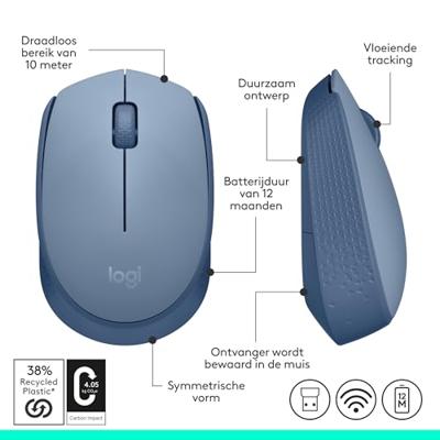 Logitech M171 Muis Radiografisch Optisch Blauw 3 Toetsen 1000 dpi