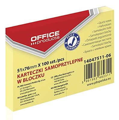 OFFICE products memoblok, ft 51 x 76 mm, 100 vel, geel