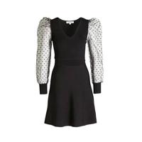 Morgan semi-transparante jurk met mesh zwart - thumbnail