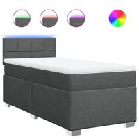 Boxspring met matras stof donkergrijs 90x190 cm - thumbnail