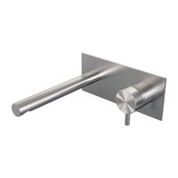 Brauer Brushed Edition Inbouw Wastafelmengkraan met Rechte Uitloop en Afdekplaat Model B1 RVS Geborsteld PVD - thumbnail