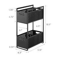 Yamazaki Keukenrek met Manden - 2 niveaus - Tower - Zwart - thumbnail