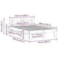 Bedframe met hoofdeinde Bruin 150 x 200 cm Massief grenenhout - thumbnail