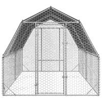 Kippenren met dak 2,5x4x2,25 m gegalvaniseerd staal - thumbnail