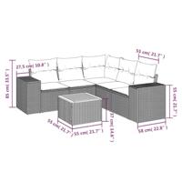 6-delige Loungeset met kussens poly rattan zwart - thumbnail