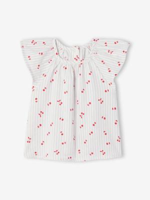 Blouse met korte mouwen voor babymeisjes blauw, gestreept