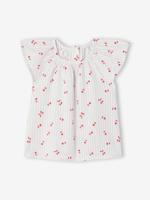 Blouse met korte mouwen voor babymeisjes blauw, gestreept - thumbnail