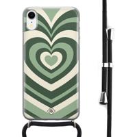 iPhone XR hoesje met koord - Hart groen swirl - thumbnail