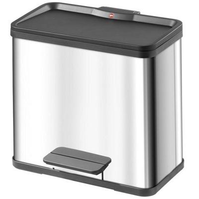 Hailo öko duo plus L 6302000 Afvalbak 26 l RVS (l x b x h) 470 x 470 x 430 mm RVS Met voetpedaal 1 stuk(s)