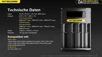 NiteCore CI4 Batterijlader Li-ion, NiCd, NiMH 10440, 14500, 14650, 16500, 16340, 16650, 17350, 17500, 17650, 17670, 18350, 18490, 18500, 18650, 18700, 21700, - thumbnail