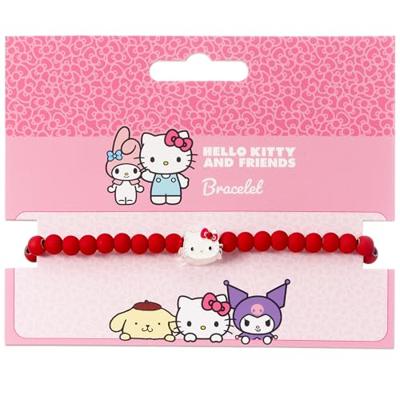Hello Kitty Bracelet red beads with Hello Kitty Charm 21 cm