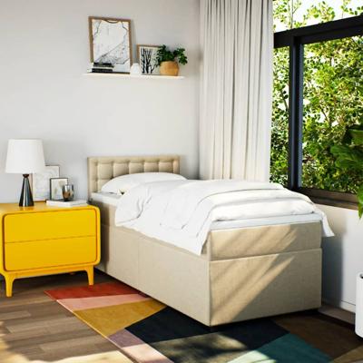 Boxspring met matras stof crèmekleurig 120x200 cm - thumbnail