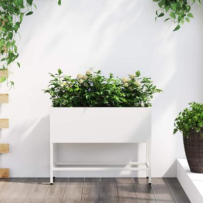VidaXL Verhoogde tuin plantbak wit 60 x 26 x 45 cm staal