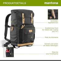 Mantona Luis Retro fotorugzak (met echt lederen applicaties, incl. regenhoes, flexibele indeling en laptopvak, geschikt voor 1x DSLR-camera, 3x lenzen en diverse fotoaccessoires) zwart - thumbnail