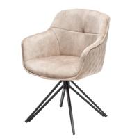 Draaibare design stoel EUPHORIA champagne grijs fluweel met armleuning metalen frame zwart - 40259 - thumbnail