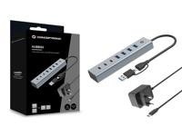 CONCEPTRONIC HUBBIES20GP 7-Port USB 3.2 Gen 1 Hub met voeding, 5 Gbps, USB-C x 3, USB-A x 4 - thumbnail