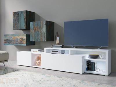 Tv meubelset VENATO 12 4 deuren 1 lade wit/canyon metaal look