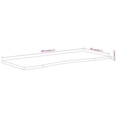 Bureaublad rechthoekig 160x50x2,5 cm massief acaciahout - thumbnail