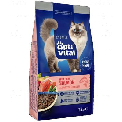 OPTIVITAL Sterile With fresh salmon - droog kattenvoer - 1,4kg