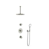 Hotbath Get Together doucheset met 2 stopkranen met 3 standen-handdouche, 30 cm plafondbuis, 30 cm hoofddouche, geborsteld nikkel - thumbnail