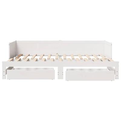Slaapbank met onderschuifbed/lades zonder matras 80x200 cm wit
