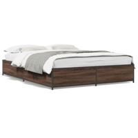 Bedframe bewerkt hout metaal bruin eikenkleur 120x190 cm - thumbnail