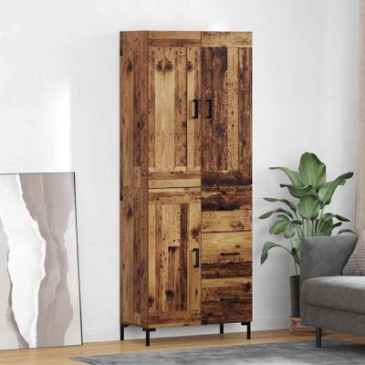 Hoge kast met lade 2 pcs Oud Hout Bewerkt hout