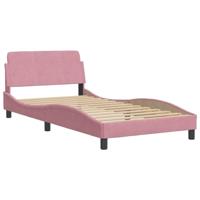 Bedframe met hoofdeinde zonder matras 100x200 cm fluweel roze - thumbnail